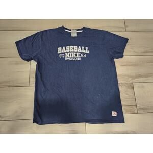 Vtg Mens Nike Baseball Logo Navy blue T-Shirt Size 2XL silver tag
